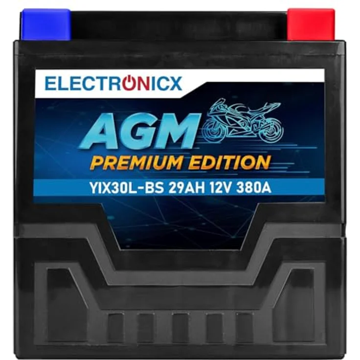Electronicx AGM-YIX30L-BS, AGM Motorradbatterie 29Ah 12V, wartungsfrei, rüttelfest, auslaufsicher für Motorrad, Roller, Quad und ATV – Bild 1