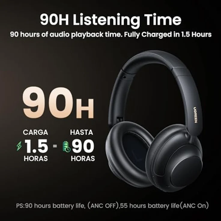 Ugreen Hp202 Hitune Max5 Wireless In-Ear-Kopfhörer mit Hybrid Noise Cancellation ANC - Schwarz, Bluetooth 5.0, 90 Stunden Akkulaufzeit, USB-C Schnellladung – Bild 6