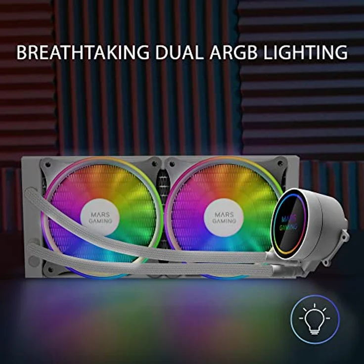 Mars Gaming ML-ONE240, CPU Wasserkühler mit Infinity Mirror FRGB und 400 W Leistung, Weiss – Bild 2