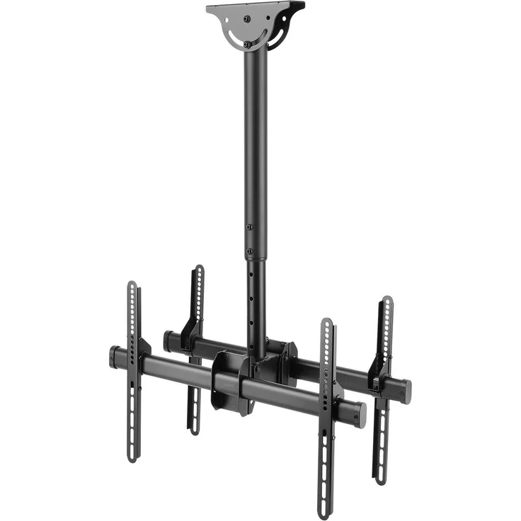 DELTACO Office Teleskop-Doppel-TV-Deckenhalterung, 560-910 mm, für 2 Bildschirme 37"-70", max. 90 kg, schwarz
