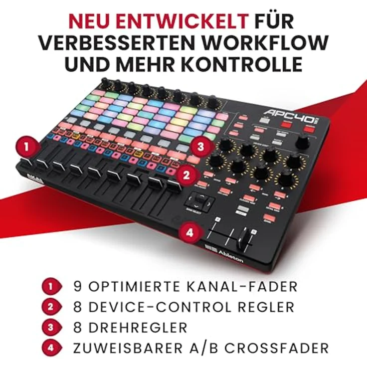 AKAI Professional APC40 MKII - USB Powered Ableton Live Performance Controller mit 5x8 Clip Launch Matrix, Fadern, Reglern, Crossfader und Software – Bild 6