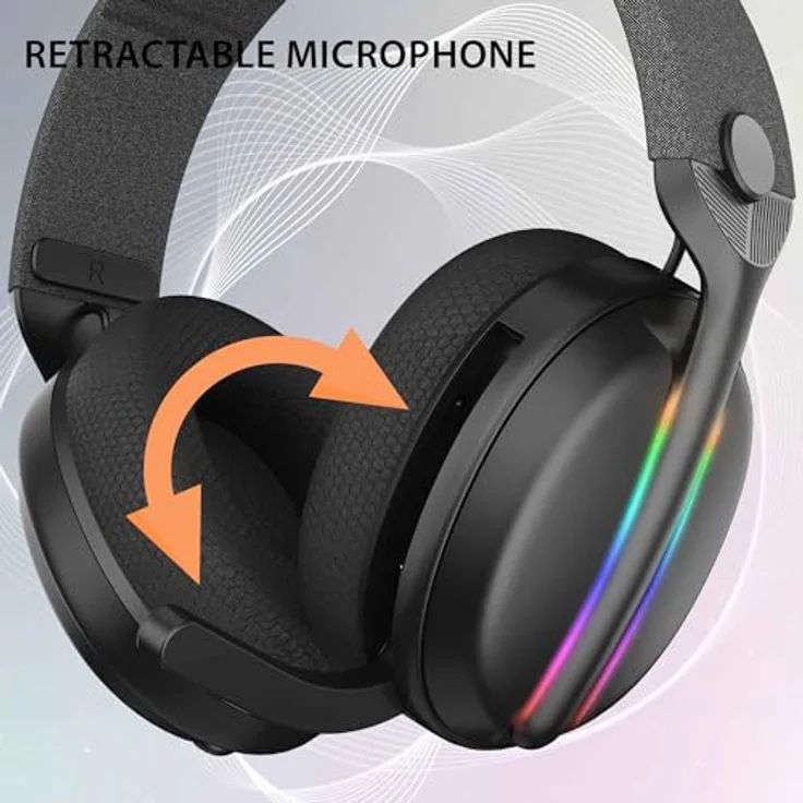 Subsonic Wireless Headset All Platforms, Gaming Headset mit 7.1 Sound, kabellos, RGB-LEDs, einziehbares Mikrofon, schwarz – Bild 6