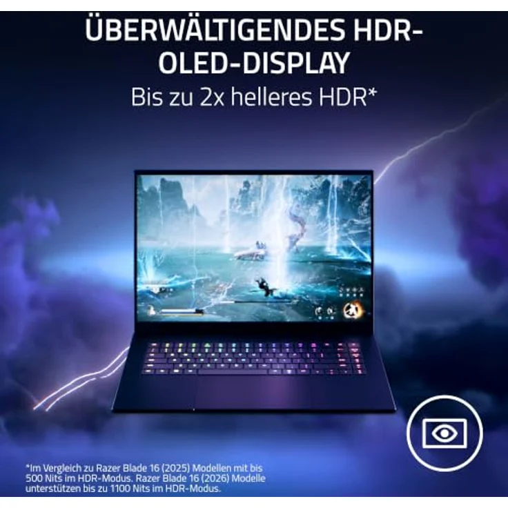 Razer Blade 16, 16" QHD+ 240Hz OLED Gaming Laptop, Intel Core Ultra 9 386H, 32GB RAM, 2TB SSD, NVIDIA GeForce RTX 5090, schwarz, Windows 11 – Bild 6