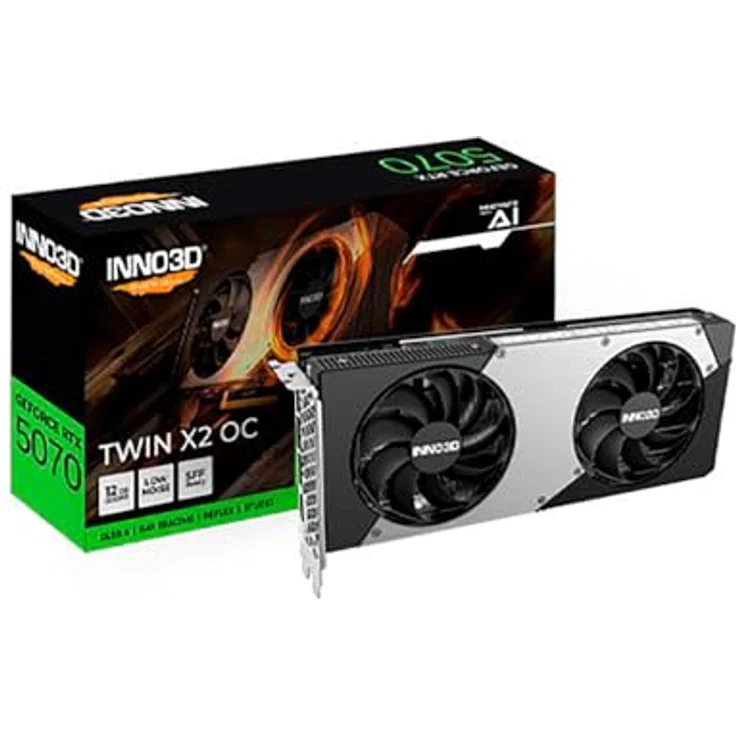 INNO3D GeForce RTX 5070 Twin X2 OC, 12GB GDDR7 Grafikkarte mit Dual-Fan-Kühlerdesign – Bild 2