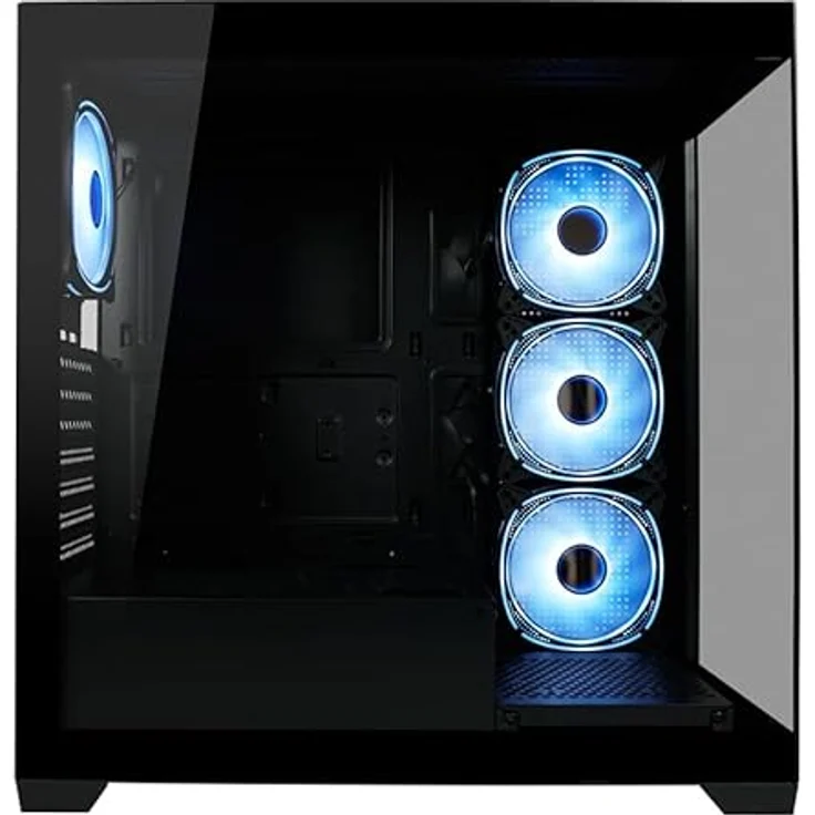 LC-Power Gaming-Gehäuse 715B Seamless Pale X, ATX Midi Tower, PC Gehäuse mit 4 ARGB-Gehäuselüftern, schwarz – Bild 3