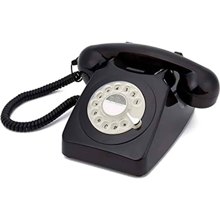 GPO 746ROTARYBLA Retro Telefon mit Wählscheibe im 70er Jahre Design - Schwarz – Bild 4