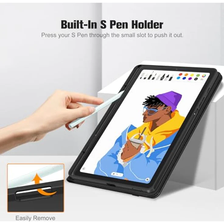 Fintie Hülle für Samsung Galaxy Tab S6 Lite 10.4 2024/2022/2020, Schutzhülle mit S Pen Halter und Dokumentschlitze, Schwarz – Bild 3