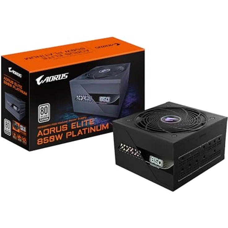 Gigabyte AORUS Elite P850W Netzteil - PCIe 5.0, 80 Plus Platinum, Vollmodulares Design, 120mm Lüfter, ATX 3.0-kompatibel, EU-Stecker – Bild 1