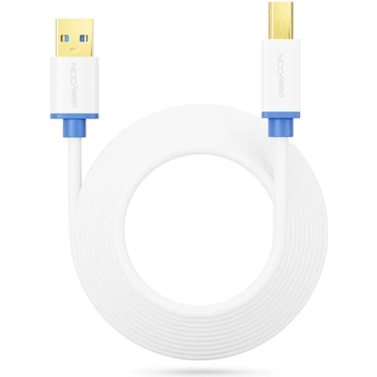 deleyCON 5m USB 3.0 Super Speed Kabel, USB A-Stecker zu USB B-Stecker, Datenübertragung bis zu 5 Gbit/s, Weiß – Bild 4