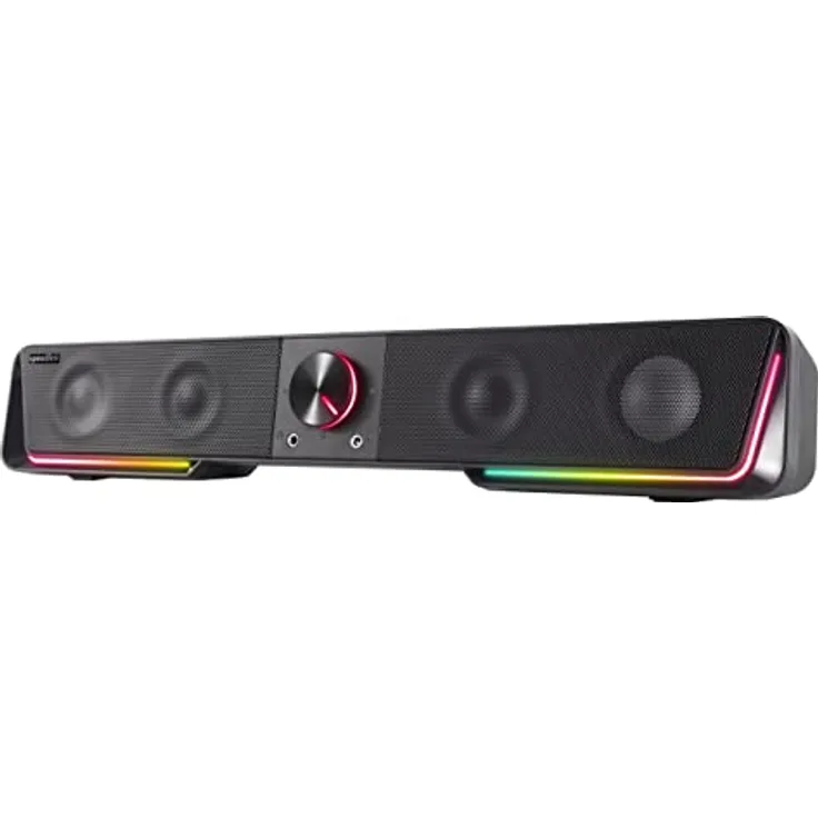 Speedlink Gravity RGB Stereo Soundbar – Lautsprecher mit Bluetooth-Verbindung für Smartphone/Tablet – RGB Beleuchtung – Kopfhörer- und Mikrofonanschluss, schwarz, SL-830200-BK
