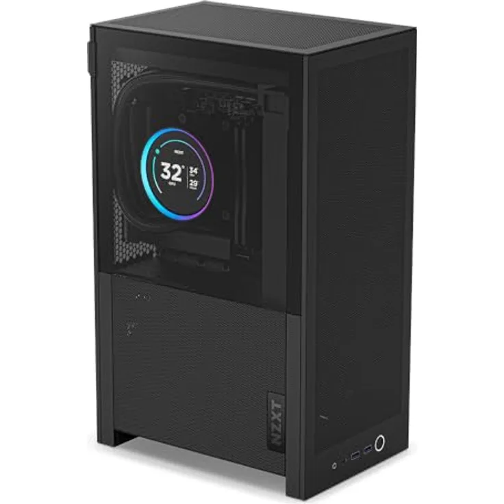 NZXT H2 Flow, Mini-ITX High-Airflow-PC-Gehäuse mit 20,7L, 2 x 120-mm-Lüftern, PCIe 5.0-Riser-Kabel, für 331-mm-Grafikkarten und 280-mm-Radiatoren, Schwarz
