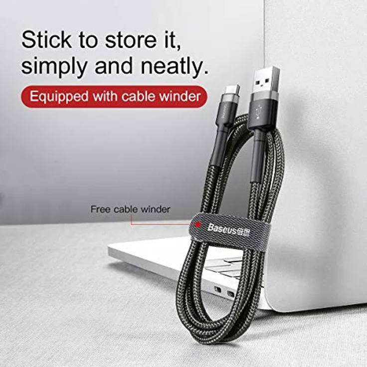 Baseus Cafule Cable - USB to USB-C Connect und Charge Cable 2 A, 2 M (Grey-Black) – Bild 5