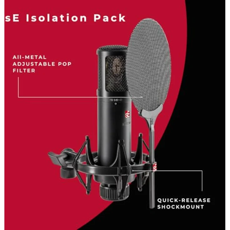 sE Electronics sE2300, Großmembran-Studiomikrofon mit Frequenzbereich 20 Hz - 20 kHz, 48 V Stromversorgung, Empfindlichkeit 24 mV/Pa, max SPL 126/136/146 dB, Impedanz 40 Ohm – Bild 4