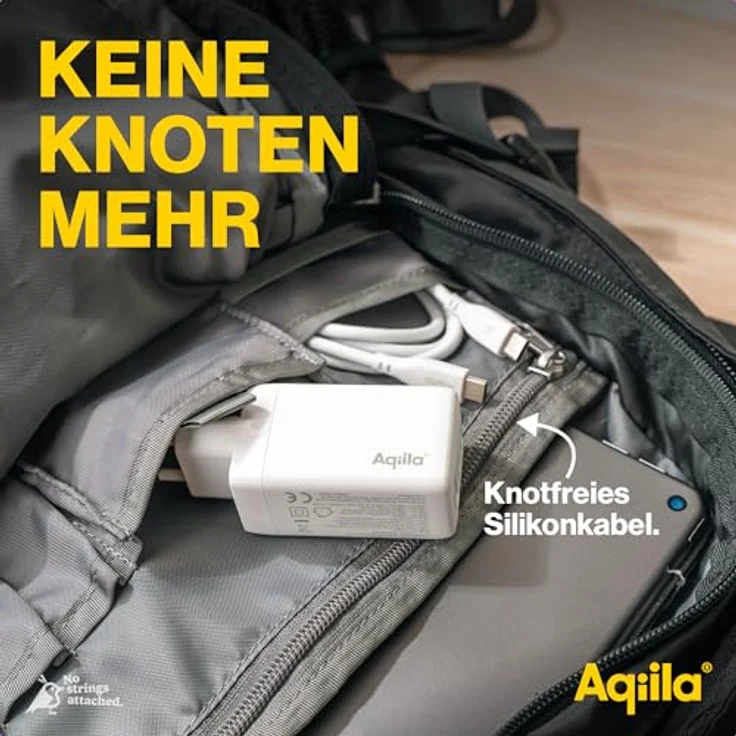 Aqiila Cablebird CS11, USB-C Lade-/Sync-Kabel mit 60W Leistung, 1 Meter, hohe Datenübertragungsgeschwindigkeit von 480 Mbit/s, silikonummantelt, flexible Kabeltasche inklusive – Bild 2
