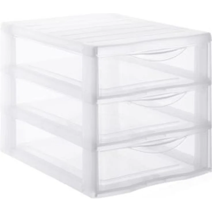 Rotho Schubladenbox 1421800096, Orgamix, A4, 3 Fächer, Kunststoff, geschlossen, transparent