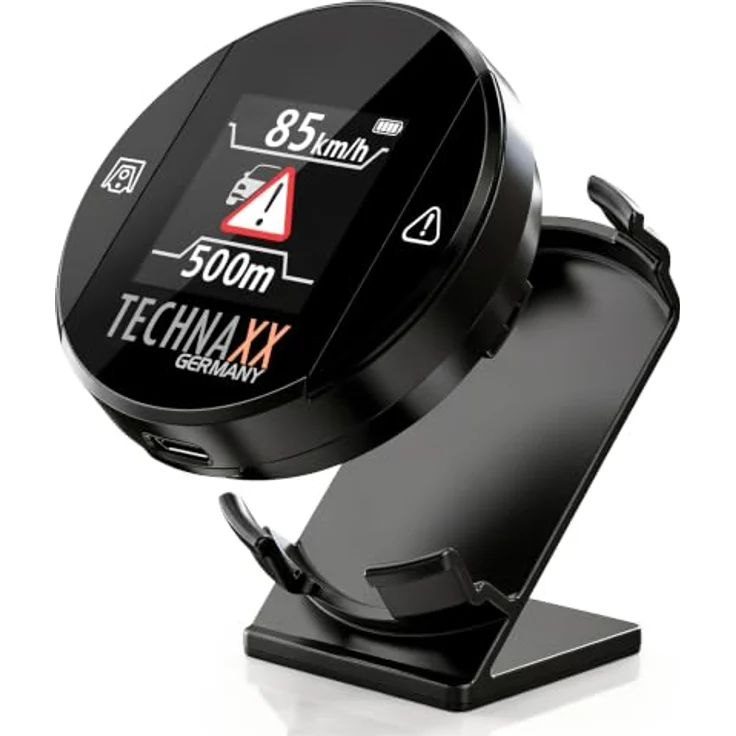 Technaxx TX-388 Verkehrswarner mit Blitzer.de, Echtzeit-Gefahren- und Geschwindigkeitswarnung, Auto-Aktivierung, Display, kompatibel mit Apple CarPlay & Android Auto – Bild 1