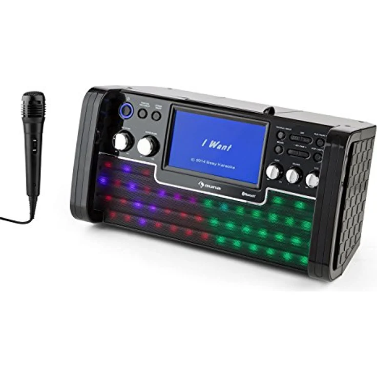 DiscoFever LED Bluetooth-Karaokeanlage LED 7'' TFT-Screen CD USB schwarz Schwarz – Bild 10