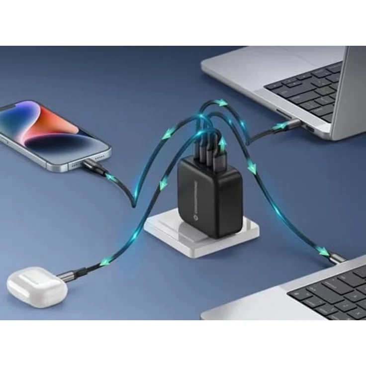 Conceptronic Ladegerät 4Port 100W mit 3xUSB-C und 3-in-1 USB-A PD, USB Ladegerät in Schwarz – Bild 3