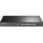Mercusys MS118CP, 16-Port 10/100Mbps+ 2-Port Gigabit Rackmount Switch mit 16-Port PoE+, Schwarz