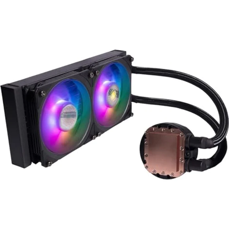 Cooler Master PL240 Flux, CPU Wasserkühler mit Dual-Radiator-Design, RGB-Beleuchtung, Schwarz – Bild 3