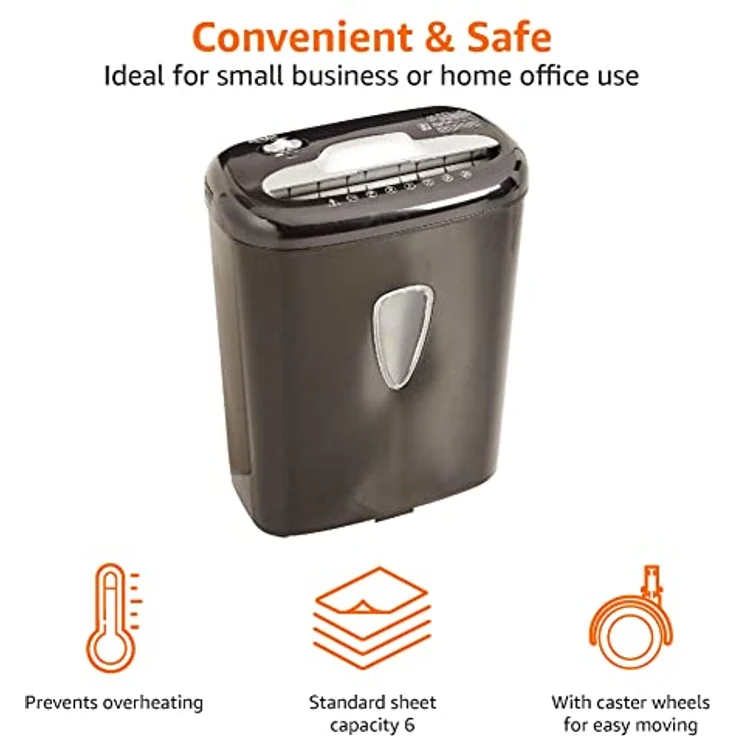 AmazonBasics Hochsicherheits-Aktenvernichter für Papier und Kreditkarten, Partikelschnitt, 5-6 Blatt - Preisvergleich – Bild 3