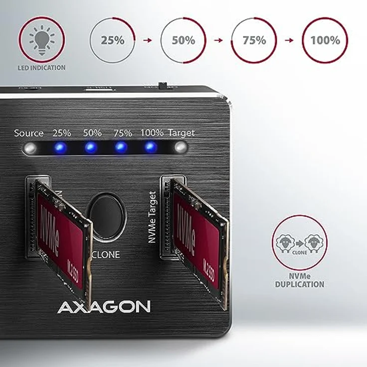 Stacja dokujÄ…ca Axagon AXAGON ADSA-M2C NVMe CLONE DUAL SSD Dock Station – Bild 3