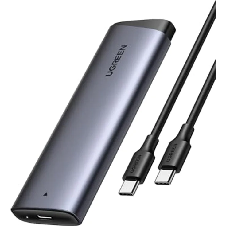 UGREEN NVME Gehäuse, M.2 NVME SSD Gehäuse USB 3.2 10 Gbps mit intelligentem Chip und exzellenter Wärmeableitung für PCIe M-Key/M+B Key bis 8 TB, inkl. USB CC Kabel