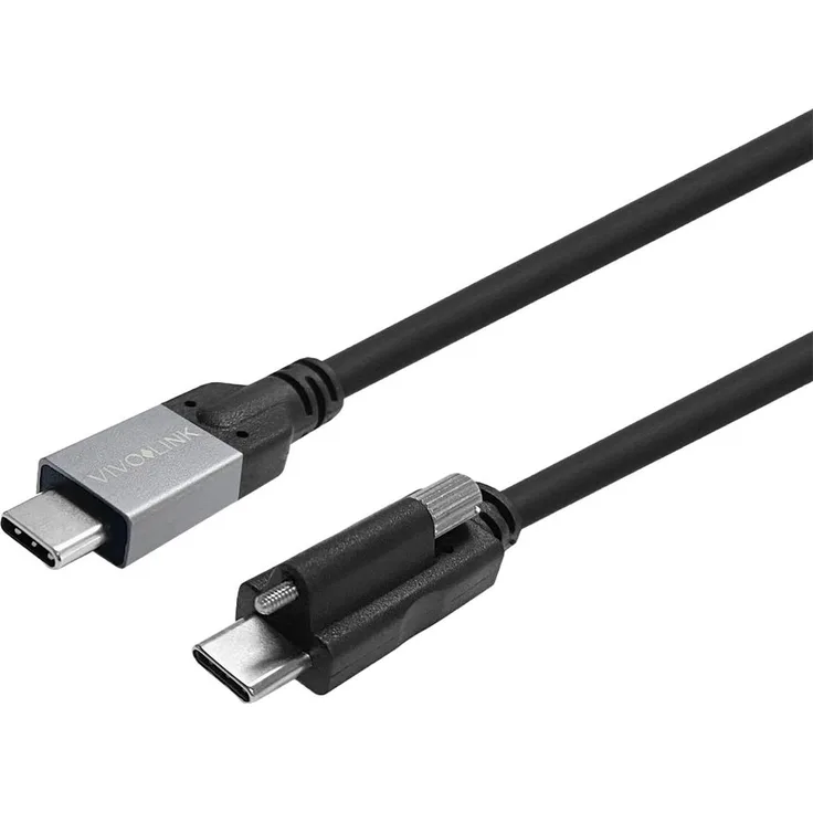 VivoLink PROUSBCMMS10, USB-C Langstreckenkabel mit Schraubverbindung, 10 m, 20 Gbps, 100 Watt, Schwarz