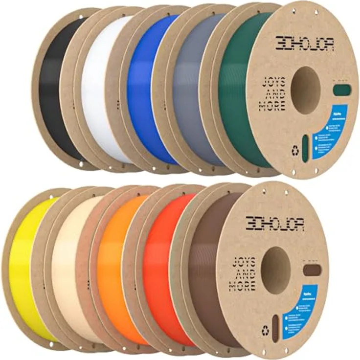 3DHoJor PLA+ Filament 1.75mm, 10KG Set mit 10 Farben, hohe Zähigkeit