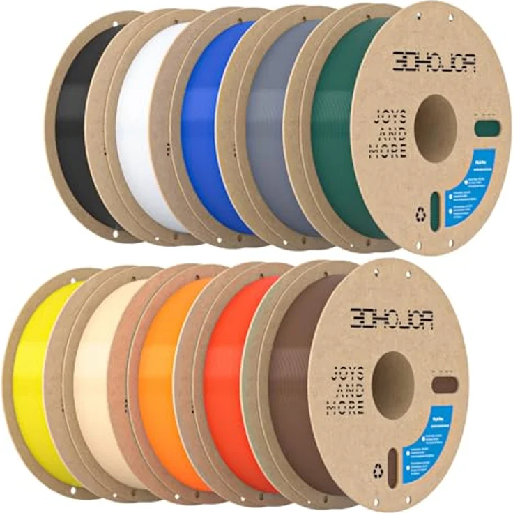 3DHoJor PLA+ Filament 1.75mm, 10KG Set mit 10 Farben, hohe Zähigkeit – Bild 1