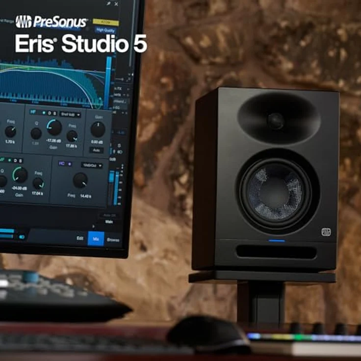 PreSonus Eris Studio 5, Aktiv-Studiomonitor mit 5,25" Tieftöner, präziser Klang, ideal für Homerecording und DJ, 48 Hz – 20 kHz Frequenzumfang – Bild 3