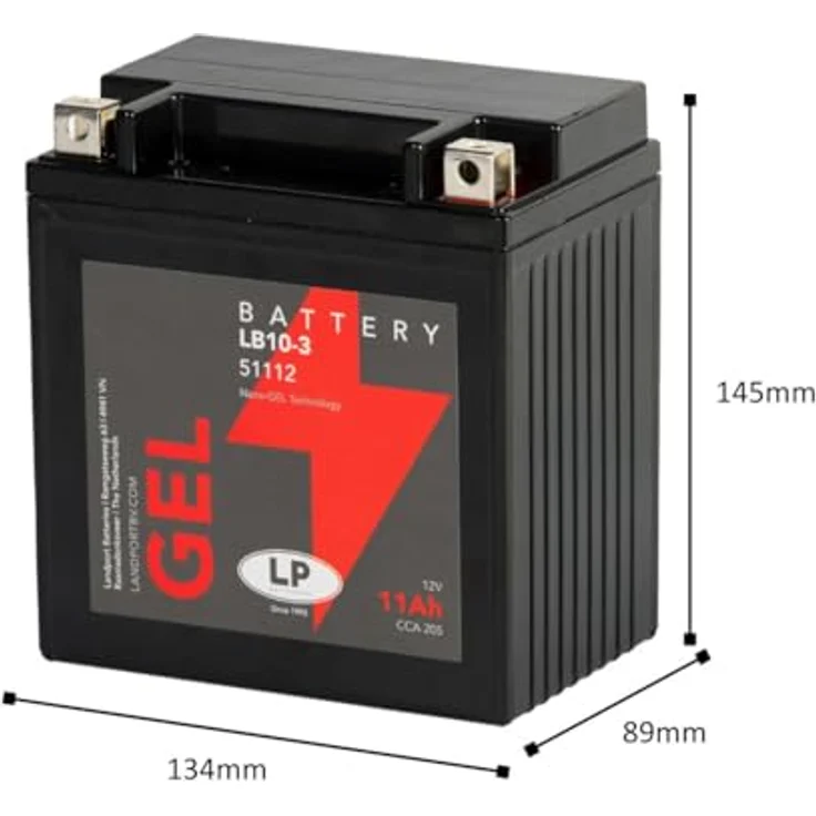 Landport LB10-3, 12V 11Ah Gel Startbatterie für Motorräder, wartungsfrei, hohe Kaltstartleistung, 205 A CCA – Bild 4