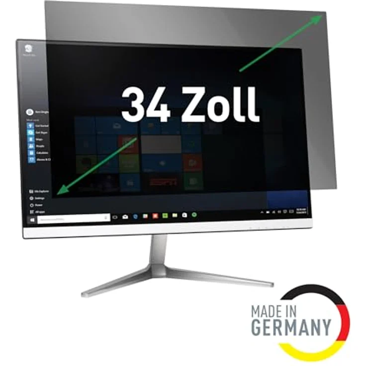 Leitz Monitor Blickschutzfilter 34 Zoll (21:9), Abnehmbare Schutzfolie, Blaulichtfilter, Blendschutz, Beidseitig verwendbar, Touchscreen kompatibel, Made in Germany, 69050000 – Bild 3
