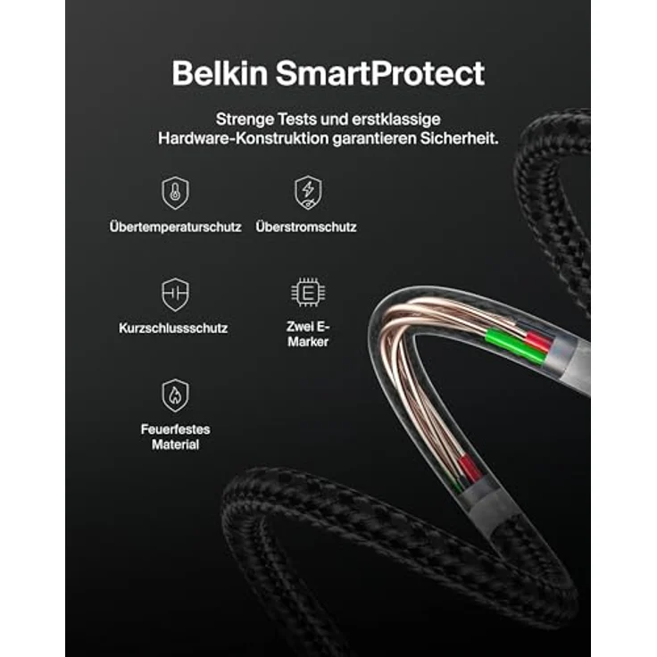 Belkin BoostCharge Pro USB C Kabel, 3 m, Schwarz, Schnellladung bis zu 240 W – Bild 9