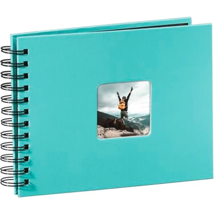 Hama Fotoalbum Spiralalbum, 50 schwarze Seiten, 25 Blatt, Größe 24 x 17 cm, mit Ausschnitt für Bildeinschub, türkis – Bild 3