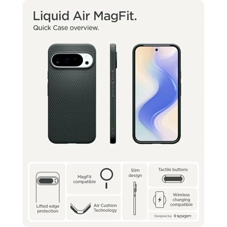 Spigen Liquid Air MagFit Hülle für Google Pixel 10 Pro XL, Kompatibel mit Pixelsnap und MagSafe, Fettabweisend, Abyss Green – Bild 3