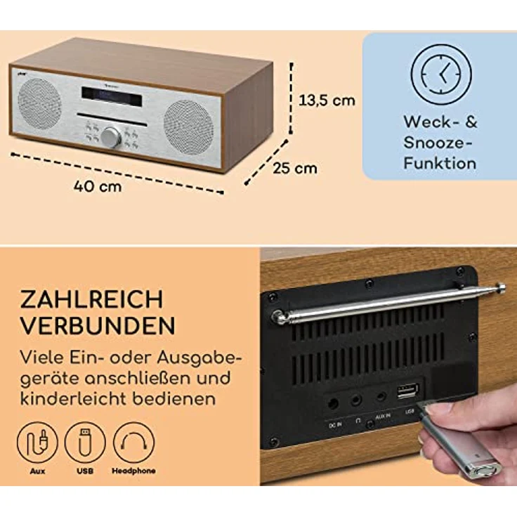 Silver Star CD-DAB 2x20W max. Slot-In CD-Player DAB+ BT Alu weiß Braun – Bild 7