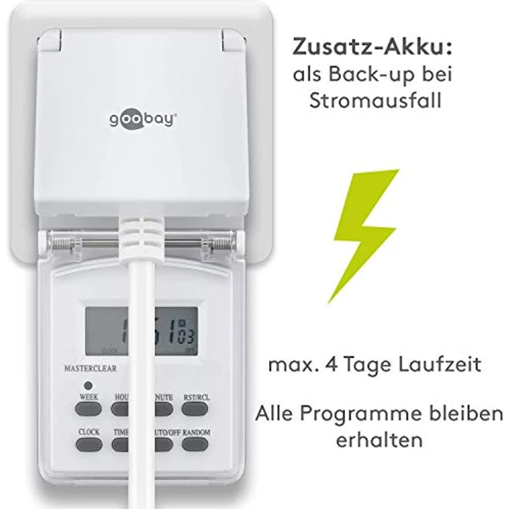 Goobay 3er Pack Digitale Zeitschaltuhr IP44, 3 ) (Pack of 3) – Bild 7