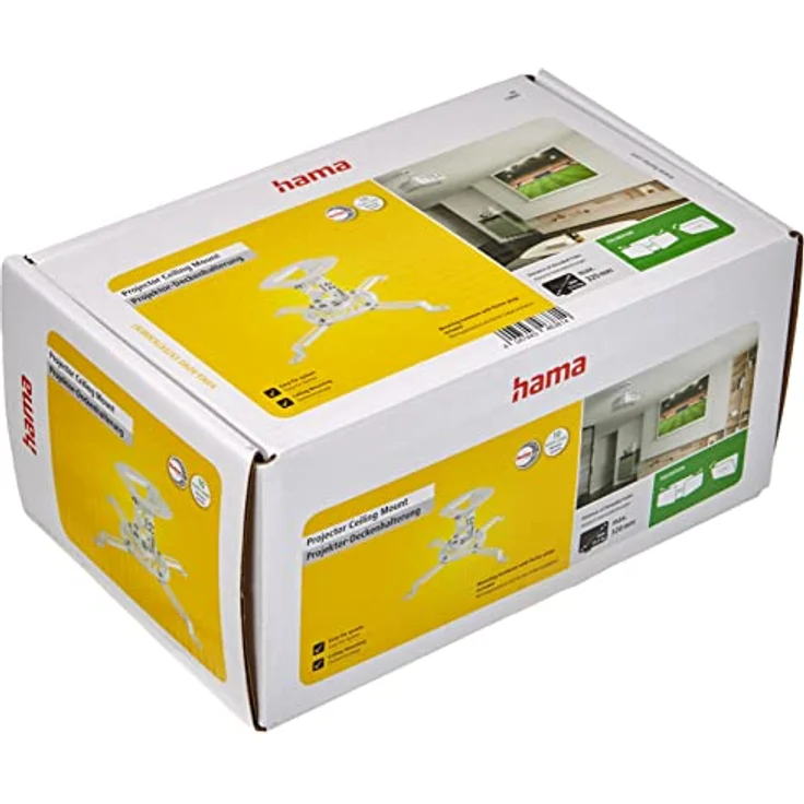 Hama Beamer Deckenhalterung (Beamerhalterung +/-15° neigbar und schwenkbar, 360° drehbare Halterung, Deckenhalter für Beamer und Projektor mit Kabelführung, Deckenabstand 15 cm, Traglast 13,5 kg) weiß – Bild 2