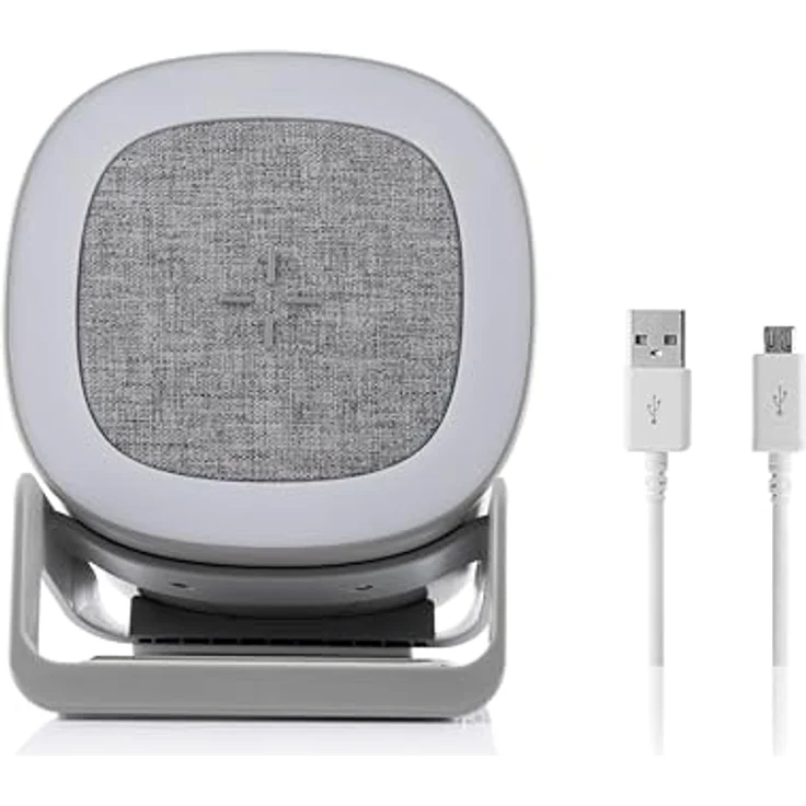 InnovaGoods 4 in 1 Kabelloses Ladegerät mit LED-Lampe, Bluetooth Lautsprecher, Induktionsladung 10W, Touch-Steuerung, rutschfest, Grau – Bild 1