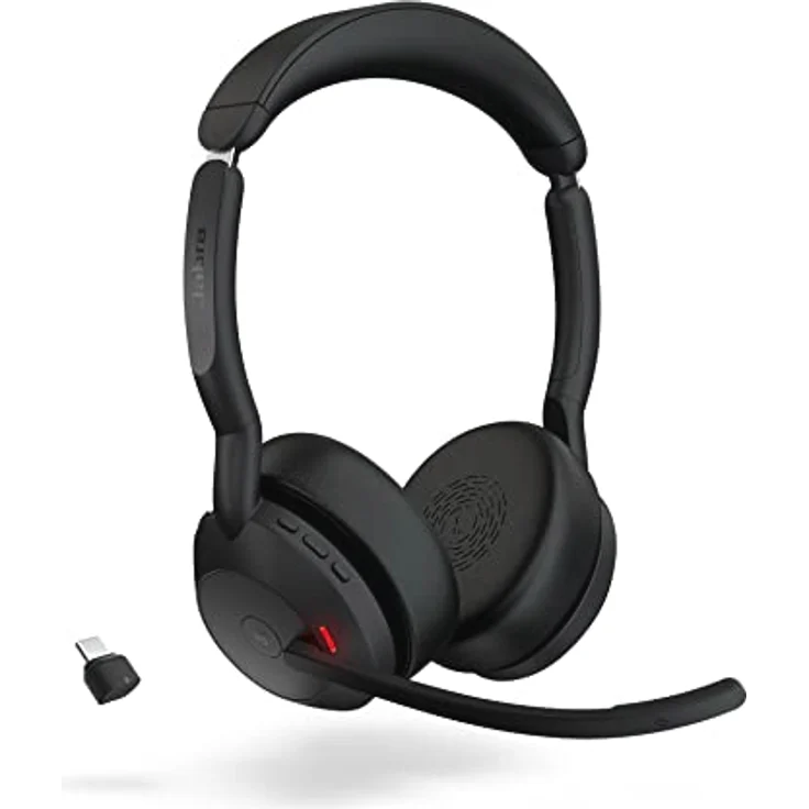 Jabra Evolve2 55 - schnurloses Stereo-Headset mit Ladestation und Jabra Air Comfort - Mikrofone mit Geräuschunterdrückung und ANC - MS Teams zertifiziert, mit anderen Plattformen kompatibel - Schwarz – Bild 1