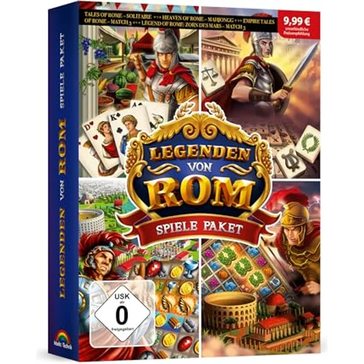Markt + Technik LEGENDEN von ROM - Spiele Paket mit 4 Vollversionen: Solitaire, Mahjongg, Match 3 für Win 11/10/8.1/7, schnelle Installation, deutscher Support