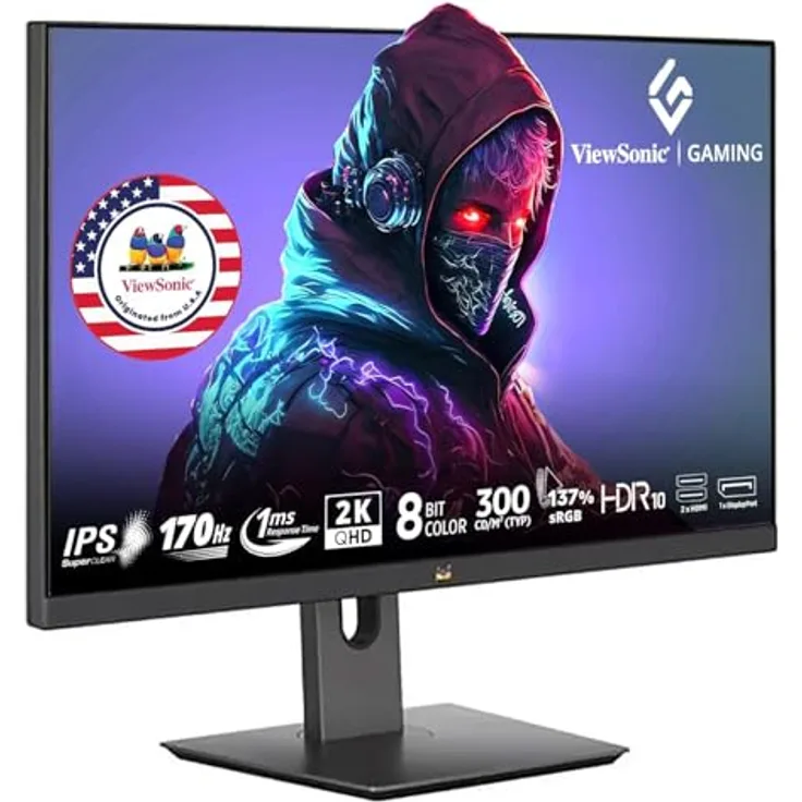 ViewSonic VX2758A-2K-PRO 27" Gaming Monitor, QHD IPS, 1ms MPRT, 170Hz, HDR10, Frameless, Schwarz