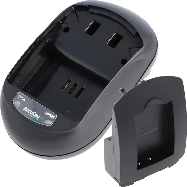 AccuCell ALPHA300 Schnell-Ladegerät für Panasonic DMW-BCG10 E, mit 100-240V Weitbereichsadapter und 12V Kfz-Adapter