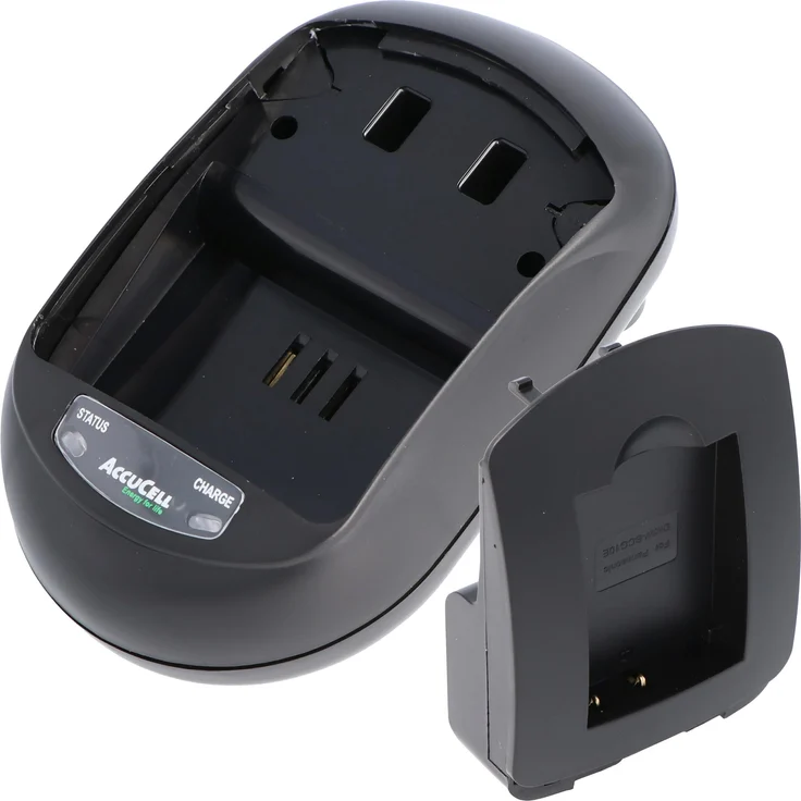 AccuCell ALPHA300 Schnell-Ladegerät für Panasonic DMW-BCG10 E, mit 100-240V Weitbereichsadapter und 12V Kfz-Adapter
