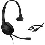 Jabra Evolve2 30 SE, schnurgebundenes Mono-Headset mit USB-A/USB-C, 2-Mikrofon-Technologie, Microsoft Teams zertifiziert, Edelstahl verstärkter Überkopfbügel