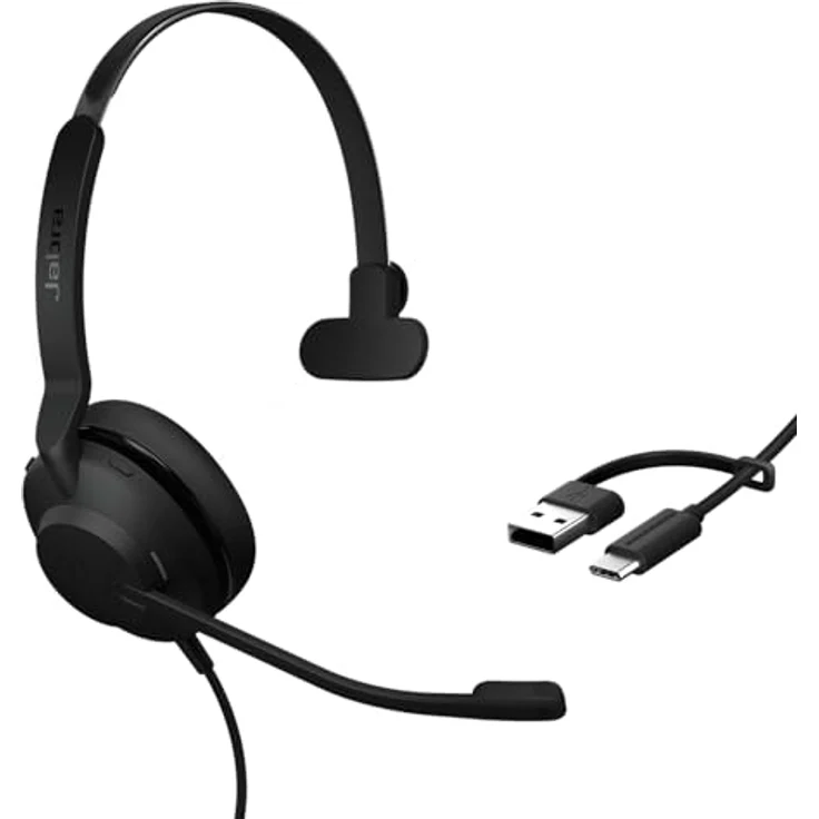 Jabra Evolve2 30 SE, schnurgebundenes Mono-Headset mit USB-A/USB-C, 2-Mikrofon-Technologie, Microsoft Teams zertifiziert, Edelstahl verstärkter Überkopfbügel – Bild 1