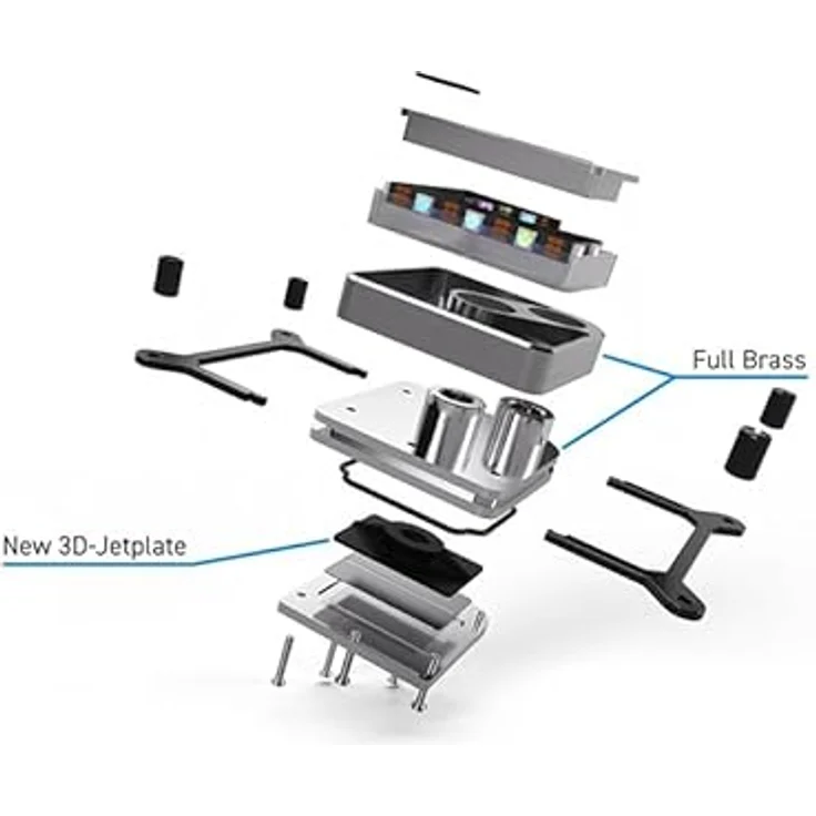 Alphacool 13770 Core 1 Carbon CPU Kühler, 3D-Jetplate, vernickelter Kupferboden, schwarz – Bild 5
