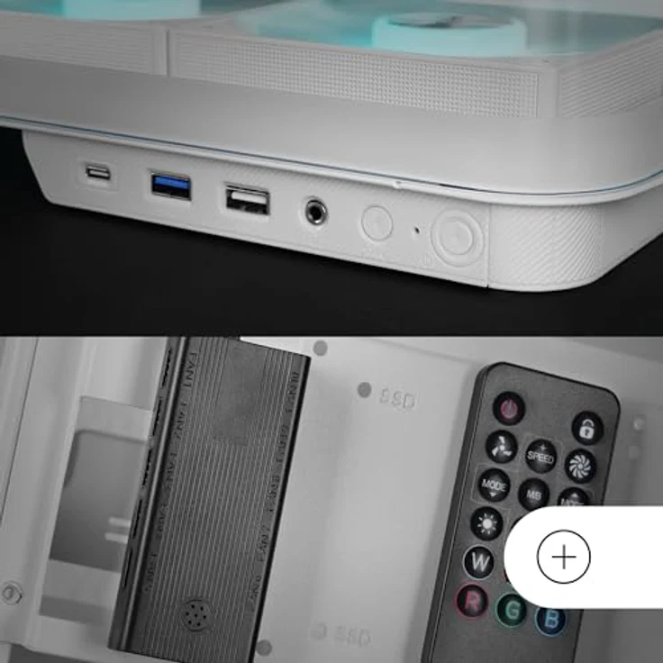 Mars Gaming MC-INFINIO, PC-Tower-Gehäuse mit gebogenem gehärtetem Glas, zwei ARGB-Lüftern, vertikaler GPU-Montage, USB-C-Anschluss, weiß – Bild 6