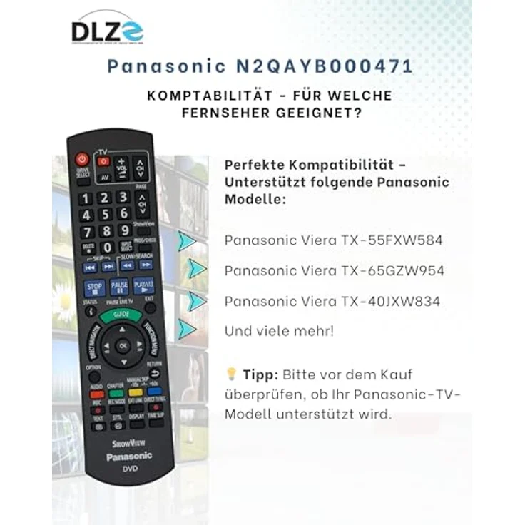 Panasonic N2QAYB000471, Original-Fernbedienung für Viera TVs, sofort einsatzbereit, ergonomisches Design, zuverlässige Signalübertragung – Bild 4
